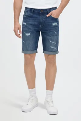 Immagine prodotto di BLEND BHDeniz: Pantaloncini jeans da uomo, modello corto, in denim con effetto "destroyed" ed elasticizzato, Immagine generata dall'IA