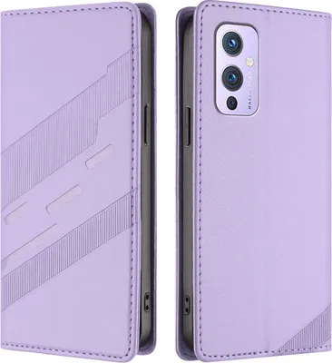 Image de Etui pour OnePlus 9, étui portefeuille en cuirPolyuréthaneavec fente pour cartes et fonction stand Violett