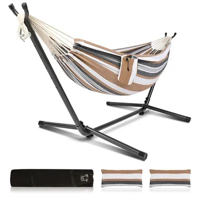 Produktbild von FCH Hängematte mit Gestell, 210 x 150 cm,bis zu 135 kg belastbar，braun