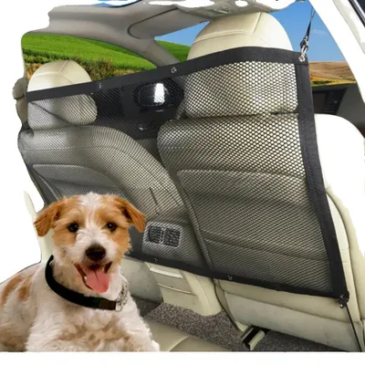Image de Barrière de sécurité pour chien en voiture, installation facile, matériau résistant, noir