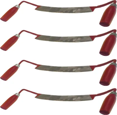 Produktbild von 4 TLG Zugmesser 4x gebogen Abziehmesser Rindenschäler Ziehmesser Bogenbau Zug Messer Zieheisen Schaber Entrinder Zugklinge Klinge Abziehklinge