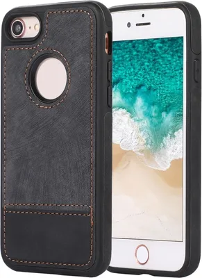 Produktbild von Für iPhone SE 2022 / 2020 / 8 / 7 Splicing Nähen Hollow Cutout PolyurethanTelefongehäuse (Schwarz)