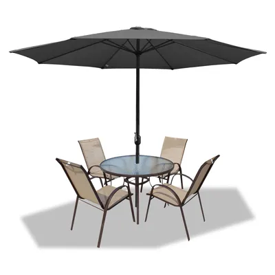 Image de Aopunly Parasol Rond,Manivelle Pliable Fer Parasol de Balcon,350cm,Gris