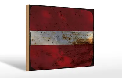 Produktbild von Holzschild Flagge Lettland 30x20cm Flag of Latvia Rost