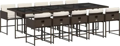 Produktbild von vidaXL 11-tlg. Garten-Essgruppe mit Kissen Braun Poly Rattan