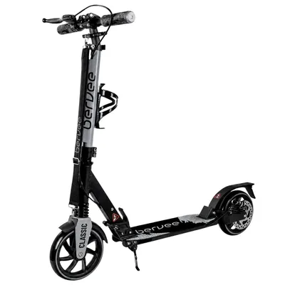 Produktbild von City Scooter, Tretroller, Klappbarer Scooter Bervee CLASSIC – 200 mm Räder, Scheibenbremse, 2× Federung, Aluminium, höhenverstellbar, grau