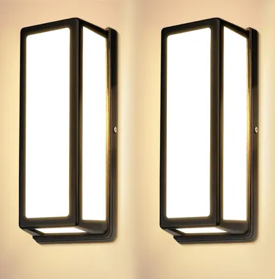 Produktbild von 2x Led Wandleuchte Schwarz Innen Außen, Moderne Aluminium Wandlampe, Wasserdicht Außenlampen Wandbeleuchtung Für Wohnzimmer Schlafzimmer Flur, 38CM