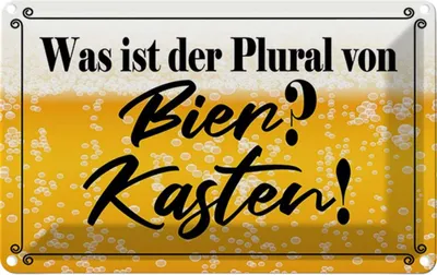 Produktbild von vianmo Blechschild 12x18 cm was ist Plural von Bier? Kasten! Spruch Zitat