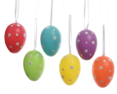 Produktbild von Ostereier zum Aufhängen mit Punkte Muster 5cm bunt 8 Stück