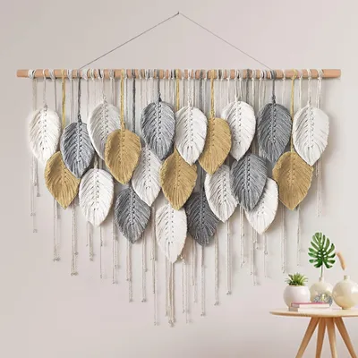 Image de Grand tapis mural en macramé de style bohème