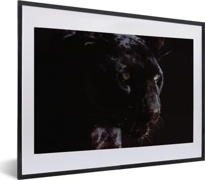Produktbild von MuchoWow® MuchoWow® Gerahmtes Poster Panther - Tier - Schwarz 60x40 cm - Poster mit zchwarzem Bilderrahmen - Schlafzimmer - Plakat in Rahmen - Drucken