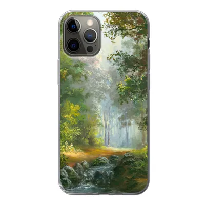 Produktbild von MuchoWow® Handyhülle Schutzhülle Hülle für iPhone 12 Pro Wald - Ölgemälde - Sommer Silikon Softcase Handy Hülle - Abdeckung