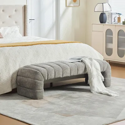 Produktbild von STILVORA Polsterbank armlehnenlos mit Rillenpolsterung, Chaiselongue mit Hocker, Sitzbank für Wohnzimmer Schlafzimmer und Eingangsbereich,Chenille