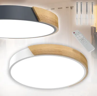 Produktbild von LZQ Dřevěné stropní LED svítidlo, stmívatelné 96 W, 2800K-6500K, 7680LM, kulaté dřevěné stropní svítidlo Ø60 cm, pro obývací pokoj, obývací pokoj, kuchyň, jídelnu, předsíň, domácnost, kancelář, dětský pokoj, bílý