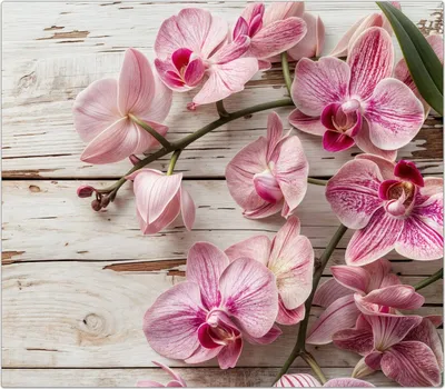 Produktbild von Spritzschutz Herdabdeckplatte Schneidebrett aus Glas Orchideen auf Holz 1-Teilig (60x52cm)