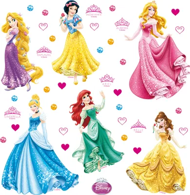 Produktbild von Disney Wandtattoo Prinzessinnen Rosa, Gelb und Blau - 600212 - 30 x 30 cm