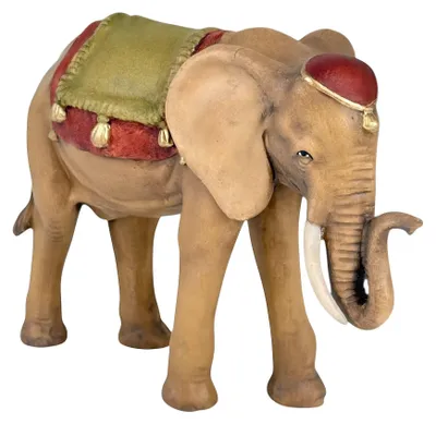 Holzelefant für Weihnachtskrippe, Ahorn, bunt, 16 cm