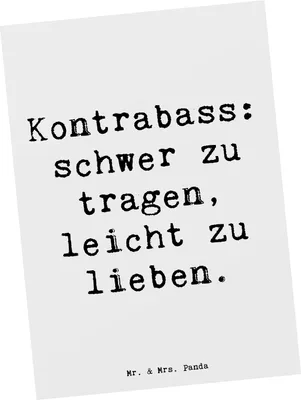 Produktbild von Mr. & Mrs. Panda Postkarte Spruch Kontrabass Liebe - Weiß - Geschenk, Grußkarte, spruchkarte, Sinfonieorchester, Instrument, Musiker, Ansichtskarte, Musik, Lernen