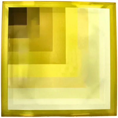 Image de Panneau mural décoratif HD, acrylique, jaune, dimensions 60 x 3,3 x 60 cm