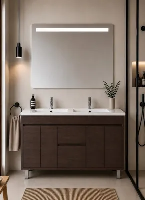 Produktbild von ORIGEN BATH ISQUIA Badmöbel mit Doppelwaschbecken 120x45 cm, Tea-Esche