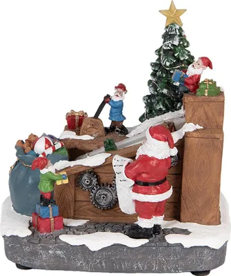 Produktbild von Clayre & Eef Weihnachtsdekoration mit LED-Beleuchtung und Musik Weihnachtsmann LED 20x16x20 cm / 3xAA Braun Kunststoff