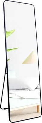 Productafbeelding van SensaHome spiegel voor het hele lichaam – vrijstaand en hangend model – grote wandspiegel – geborsteld aluminium – veiligheidsglas – 160 x 50 cm – zwart