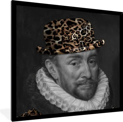 Produktbild von MuchoWow® Gerahmtes Poster Kunst - Wilhelm von Oranien - Pantherdruck 40x40 cm - Poster mit Schwarzem Bilderrahmen Wandposter Rahmen Foto Bilder - Mit Rahmen - Wanddekoration Schlafzimmer