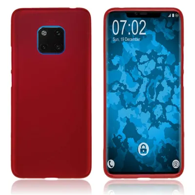Produktbild von PhoneNatic Case kompatibel mit Huawei Mate 20 Pro - rot Silikon Hülle matt Cover