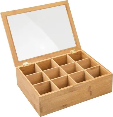 Produktbild von mDesign Teekiste Teebox Teedose Aufbewahrung Organizer Deckel 12 Fächer Bambus
