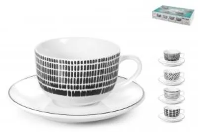 Immagine prodotto di H&H Set 4 Tazze Tè Mirage In Porcellana Con Piattino Cc 210