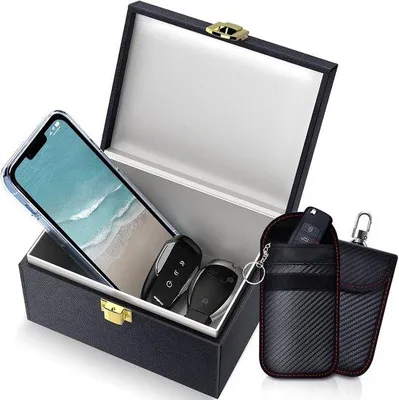 Produktbild von RFID-Schlossschild - 3-teiliges Set - Faraday Box - Schlüsseltasche - Schlüsselhülle - Keyless Entry - Drei-Fach-Schutz