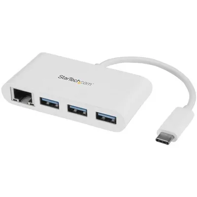 Produktbild von StarTech.com 3 Port USB 3.0 Hub plus Gigabit Ethernet - USB-C - Weiß - USB Hub with GbE - USB C Hub - USB Typ-C Hub - USB 3 Hub - Hub - 3 x SuperSpeed USB 3.0 + 1 x 10/100/1000