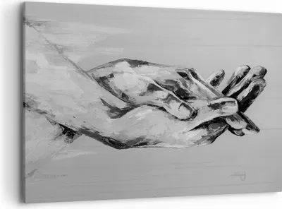 Produktbild von Bild auf Leinwand - Leinwandbild - Einteilig - Handschriftlich Hände Schwarzweiß - 100x70cm Wand Bild Wanddeko Wandbilder Leinwanddruck Bilder Wanddekoration Leinwand bilder AA100x70-4566