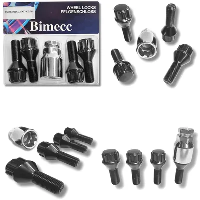 Produktbild von Felgenschloss M12x1,25x27mm Kegelbund 60° kompatibel mit Alfa Romeo Fiat Ford Jeep Lancia Maserati schwarze Felgenschlösser Set