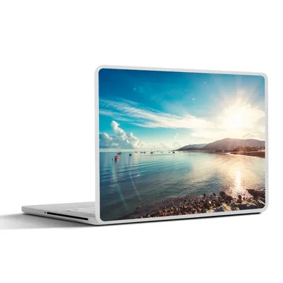 Produktbild von MuchoWow® Laptop Aufkleber Sticker Cover Meer - Boot - Berg 36.5x27.5 cm - Laptop-Sticker