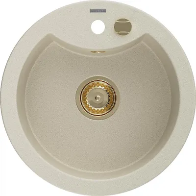 Produktbild von Mexen Diego 1-Becken-Granit-Spüle 488 x 480 mm, Beige, Siphon Gold - 6512481000-69-G
