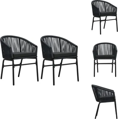 Image de vidaXL Chaises de jardin 2 pcs. noir rotin PE - Chaises de jardin