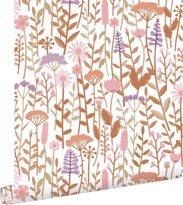 Productafbeelding van ESTAhome behang veldbloemen terracotta, paars en roze 50 x 900 cm