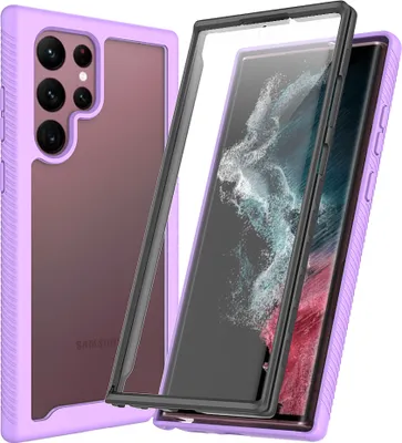 Produktbild von Galaxy S22 Ultra 5G Hülle, TPU Bumper mit Eingebautem Displayschutz 360 Grad Komplettschutz Schutzhülle für Samsung Galaxy S22 Ultra 5G Lila