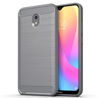 Produktbild von Xiaomi Redmi 8A TPU Case Carbon Fiber Optik Brushed Schutz Hülle Grau