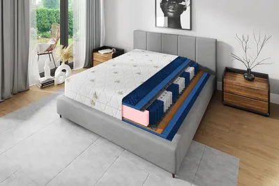 Produktbild von Matratze 180x200 cm DREAM COMFORT Bezug mit Aloe-Vera-Extrakt - Massierender Profilschaum - Universelle Härte H3, H4 - Taschenfederkern - Höhe 24 cm