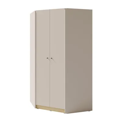 Produktbild von Eckschrank ALEX 95x195 cm, Kleiderschrank mit 2 Türen & 2 Kleiderstange & 8 Einlegeböden, Sandbeige