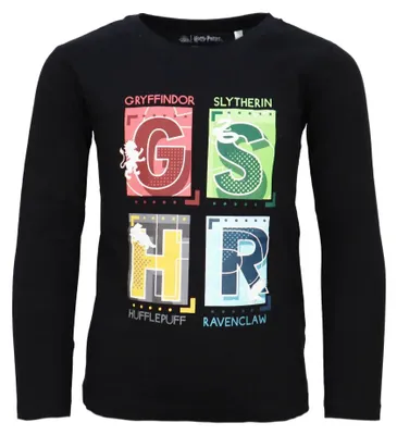 Produktbild von Harry Potter Hogwarts Gryffindor Jungen langarm T-Shirt Shirt – Schwarz / 110