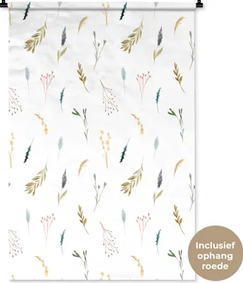 Produktbild von MuchoWow® Wandteppich Wandbehang Blumen - Pastell - Collage 90x135 cm Tapisserie Dekoration Wandtuch - Baumwolle - Wandskulptur