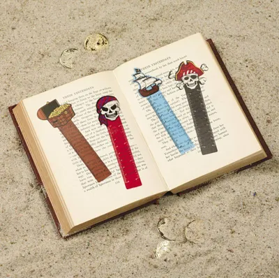Produktbild von Piraten Lesezeichen mit 4 verschiedenen Motiven 12 Stück