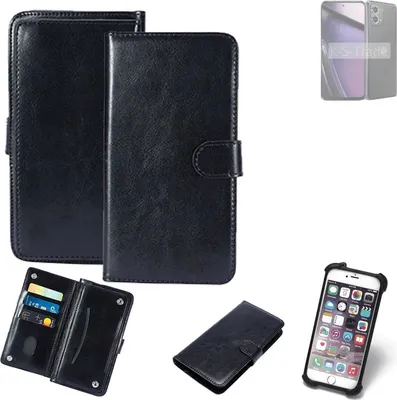 Produktbild von K-S-Trade 360° Hülle kompatibel mit Motorola Moto G Stylus 5G (2023) schwarz Kunstleder Case BookCase WalletCase Kunstlederederhülle Handyhülle,