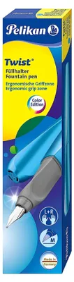 Productafbeelding van Pelikan vulpen Twist - lichtblauw - Blau - Cartridgevulsysteem - Blauw - Staal - Medium - Geschikt voor zowel linkshandigen als rechtshandigen