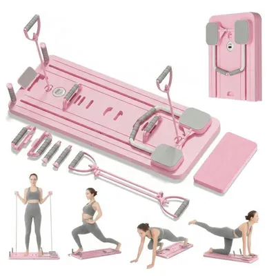 Produktbild von Extralink Pilatesboard Multifunktionaler Pilates-Reformer für Bauchtraining, Liegestütze und Ganzkörpertraining Rosa