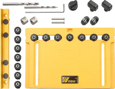 Produktbild von Schrank-Hardware-Vorrichtungs-Schablonen-Werkzeug, verstellbare Duebel-Bohrfuehrung, Holzbearbeitungs-Stanz-Locator fuer die Installation von Tueren/Schubladen/Schraenken, Griffen und Griffen