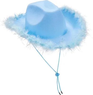Produktbild von Geagodelia Damen Cowboyhut mit Flauschig und Glitzer Dekoration Cowgirl Hut Mütze Kopfbedeckung für Party Halloween Karneval Kostüm Kostümzubehör